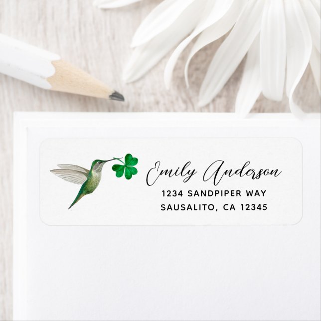 Hummingbird and Clover Return Address Label (Insitu)
