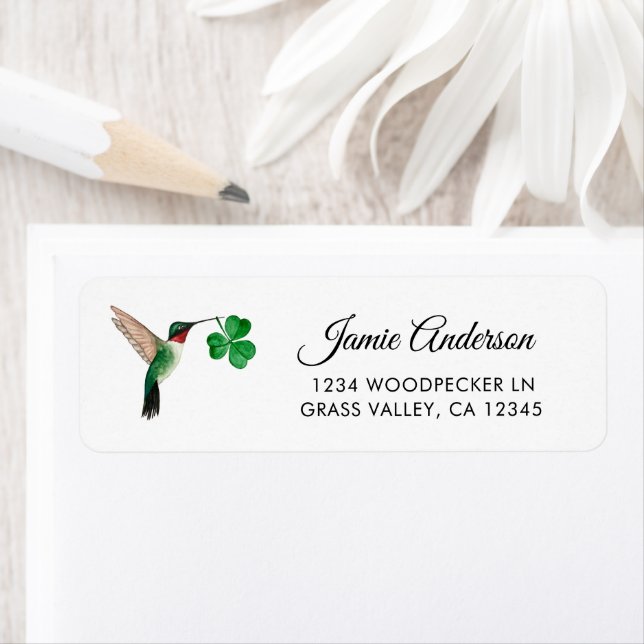 Hummingbird and Clover Return Address Label (Insitu)