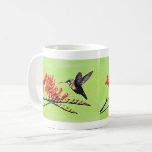 Hummingbird and Crocosmia Painting Coffee Mug
