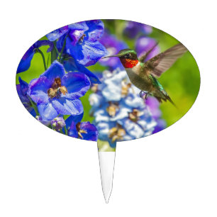 Hummingbird And Delphinium Cake Topper