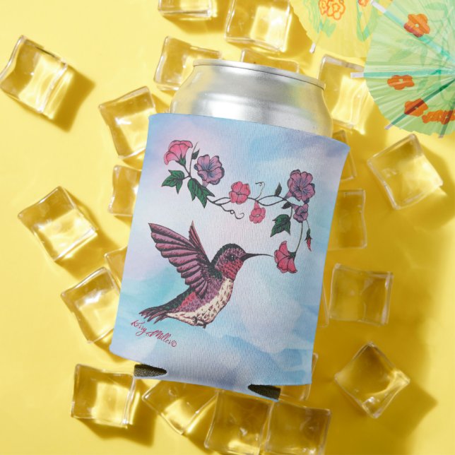 Hummingbird and Flower Can Cooler (In Situ Summer)