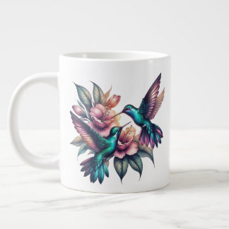 Hummingbird and flower giant coffee mug