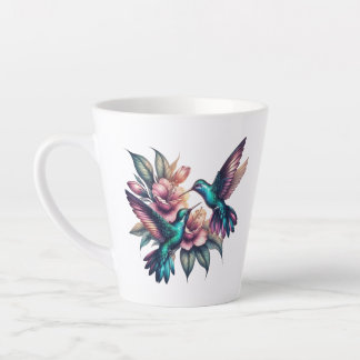 Hummingbird and flower latte mug