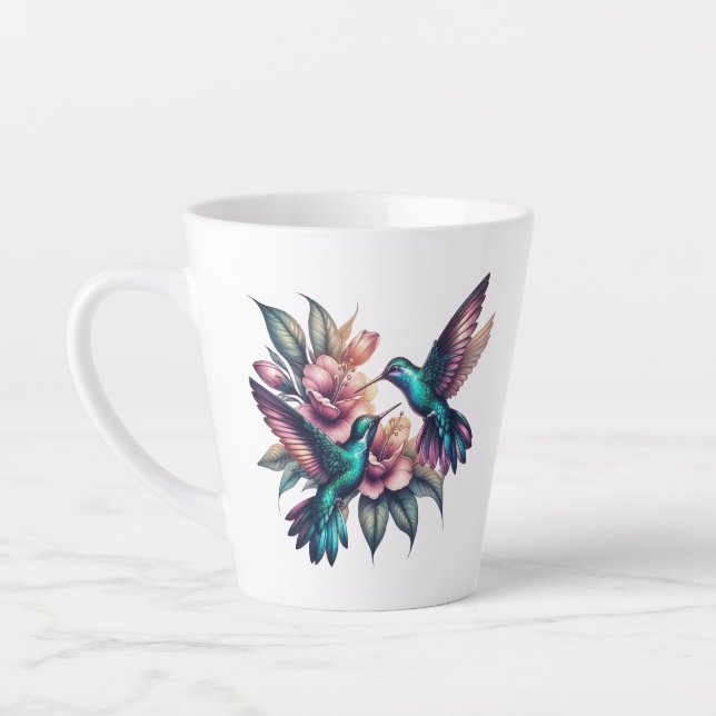 Hummingbird and flower latte mug (Left)