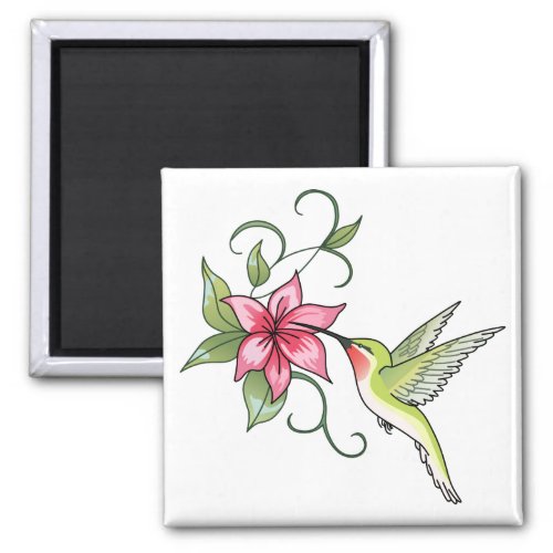 Hummingbird and Flower Magnet