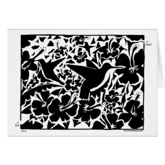 Hummingbird and Flower Maze in black and white. Cards