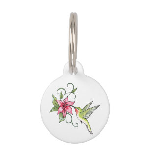 Hummingbird and Flower Pet ID Tag