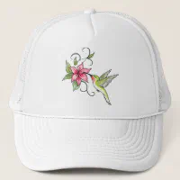 Hummingbird and Flower Trucker Hat