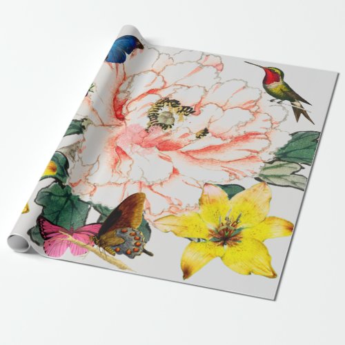 HUMMINGBIRD AND FLOWER WRAPPING PAPER