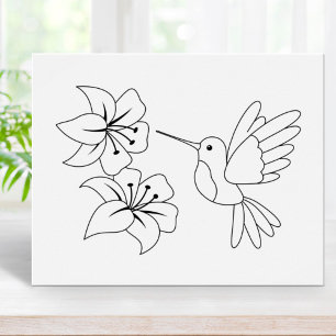 Hummingbird and Flowers Coloring Page Poster