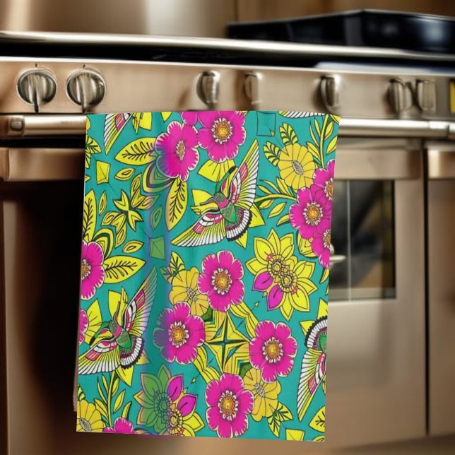 HUMMINGBIRD and Flowers Kitchen Towel (Creator Uploaded)