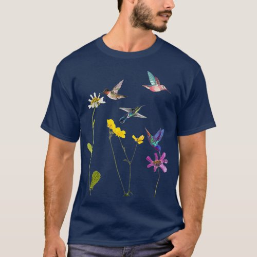 Hummingbird and Flowers T_Shirt