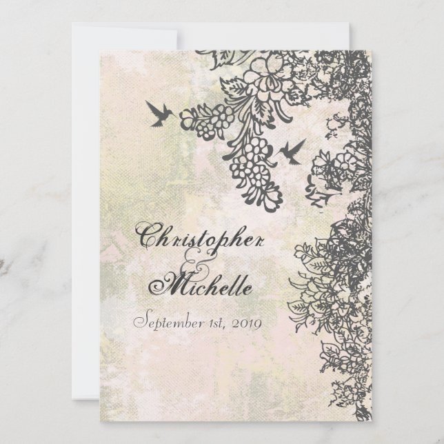 Hummingbird and Flowers Wedding Invitation (Front)