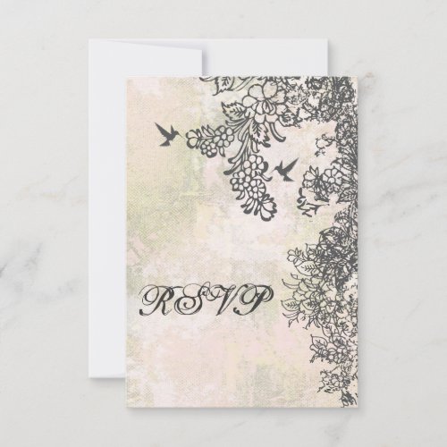 Hummingbird and Flowers Wedding RSVP Card