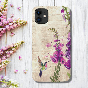 Hummingbird and Foxglove Flowers Garden iPhone 11 Case