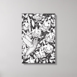 Hummingbird and fuchsia canvas print