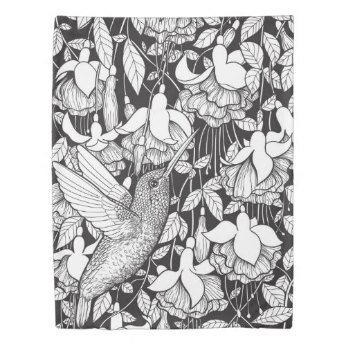 Hummingbird and fuchsia duvet cover