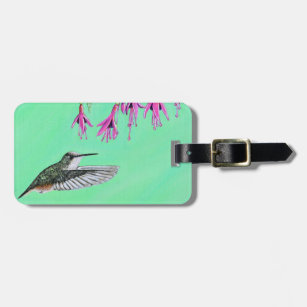 Hummingbird and Fuchsia Painting Luggage Tag