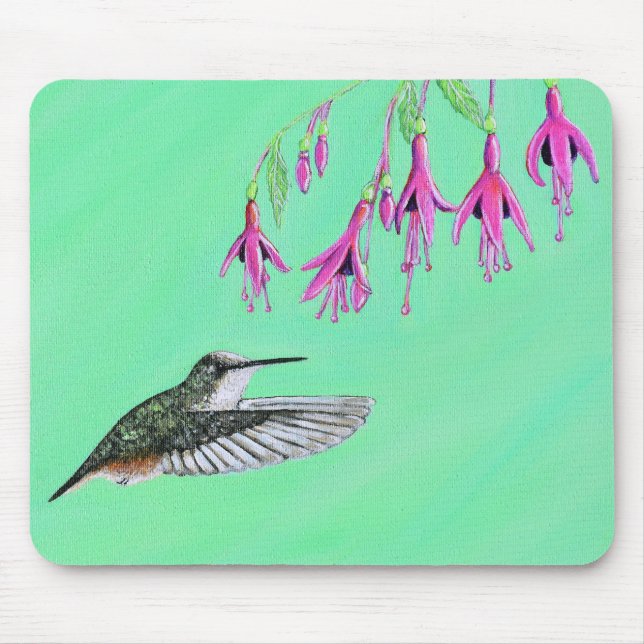 Hummingbird and Fuchsia Painting Mouse Pad (Front)