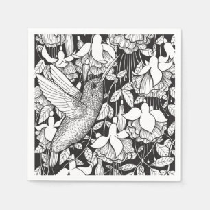 Hummingbird and fuchsia paper napkins
