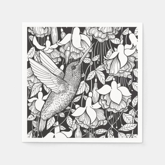Hummingbird and fuchsia paper napkins (Front)
