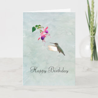Hummingbird and Fuschia Birthday Card