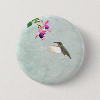 Hummingbird and Fuschia Button
