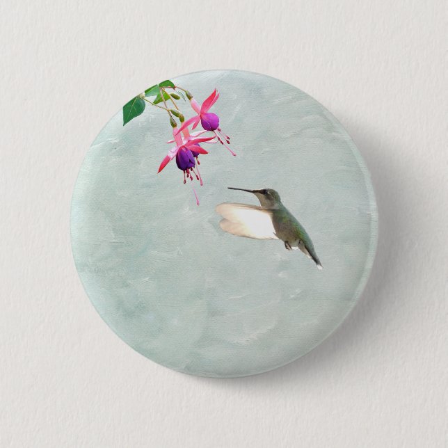 Hummingbird and Fuschia Button (Front)