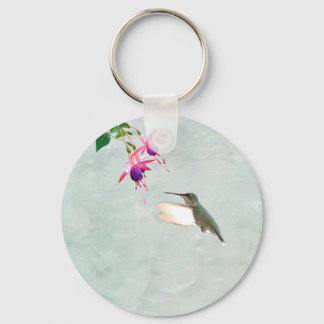 Hummingbird and Fuschia Keychain