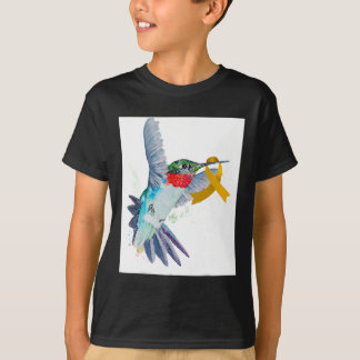 Hummingbird and Gold Ribbon Childhood Cancer Aware T-Shirt