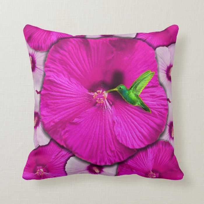 Hummingbird and Hibiscus American MoJo Pillow