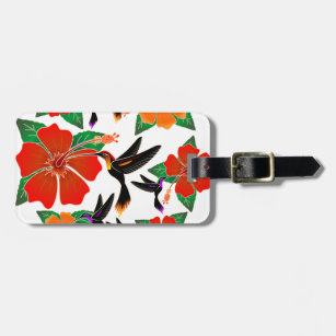 Hummingbird and Hibiscus Batik Luggage Tags