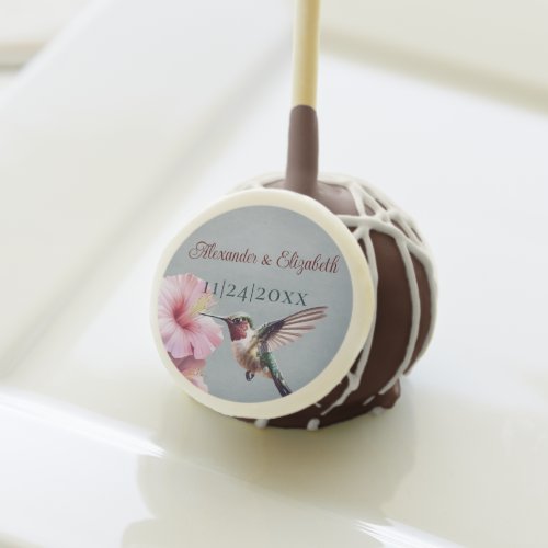 Hummingbird and Hibiscus  Blue Wedding Cake Pops