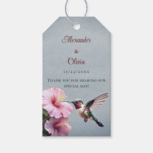 Hummingbird and Hibiscus   Blue Wedding Favor Gift Tags