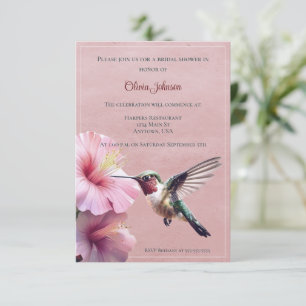 Hummingbird and Hibiscus Bridal Shower Pink Invitation