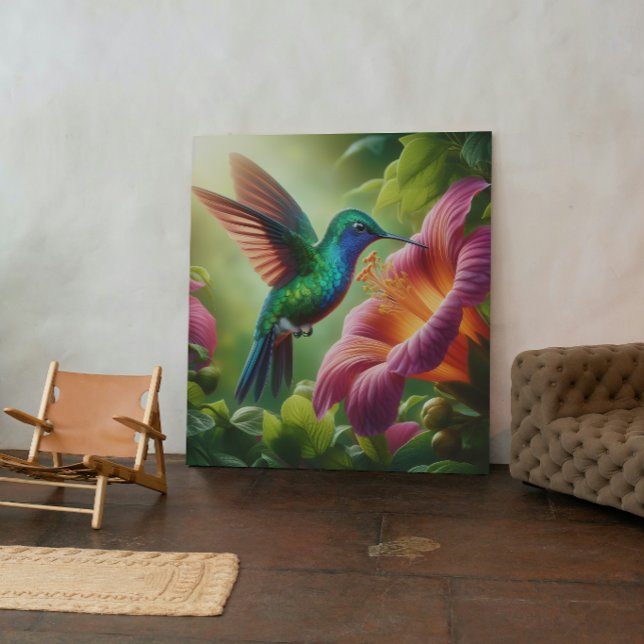 Hummingbird and hibiscus canvas print (Creator Uploaded)