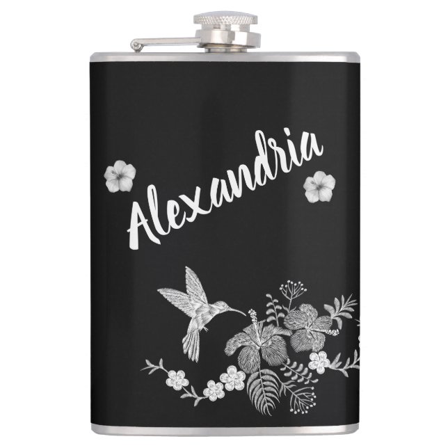 Hummingbird and Hibiscus Flask (Front)