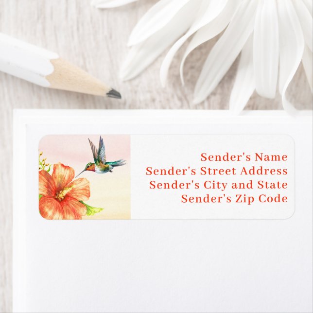 Hummingbird and Hibiscus Flower  Label (Insitu)