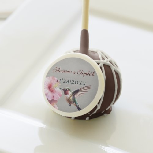 Hummingbird and Hibiscus  Gray Wedding Cake Pops