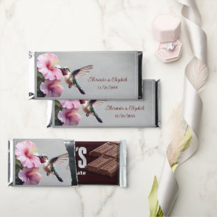 Hummingbird and Hibiscus   Gray Wedding Hershey Bar Favors