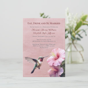 Hummingbird and Hibiscus Pink Rehearsal Dinner Invitation