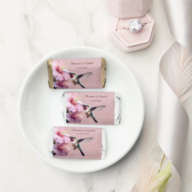 Hummingbird and Hibiscus | Pink Wedding Hershey's Miniatures (Wedding)