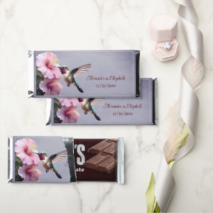Hummingbird and Hibiscus   Purple Wedding Hershey Bar Favors