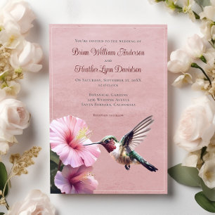 Hummingbird and Hibiscus Wedding Pink Invitation