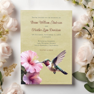 Hummingbird and Hibiscus Wedding Yellow Invitation