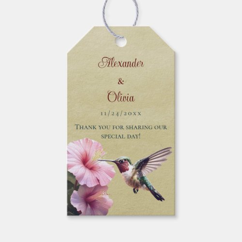 Hummingbird and Hibiscus  Yellow Wedding Favor Gift Tags