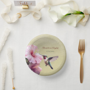 Hummingbird and Hibiscus   Yellow Wedding Paper Bowls