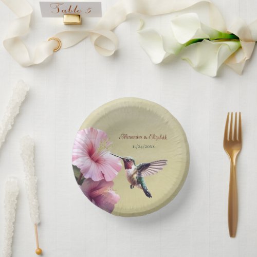 Hummingbird and Hibiscus  Yellow Wedding Paper Bowls