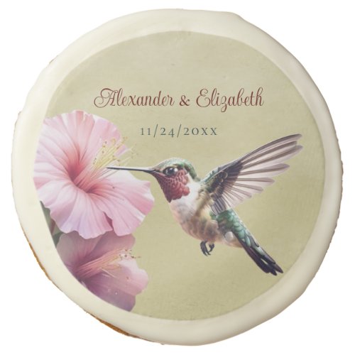 Hummingbird and Hibiscus  Yellow Wedding Sugar Cookie