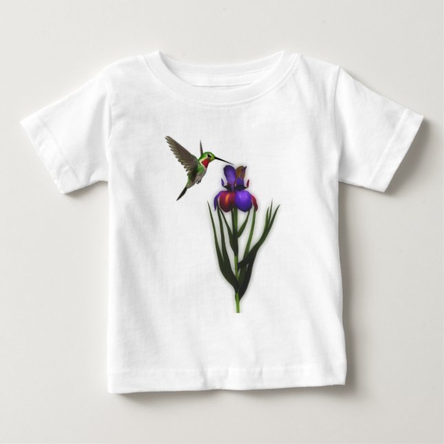 Hummingbird And Iris Flower Baby T-Shirt (Front)